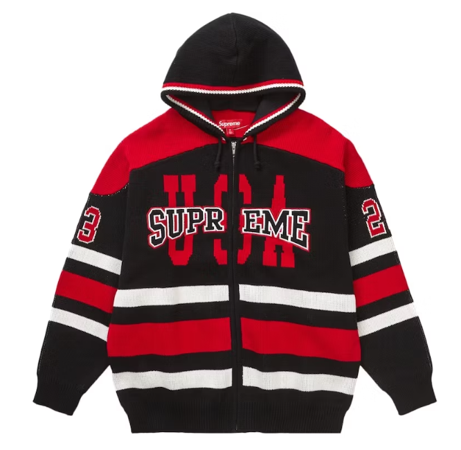 Supreme USA Zip Up Hooded Sweater Black