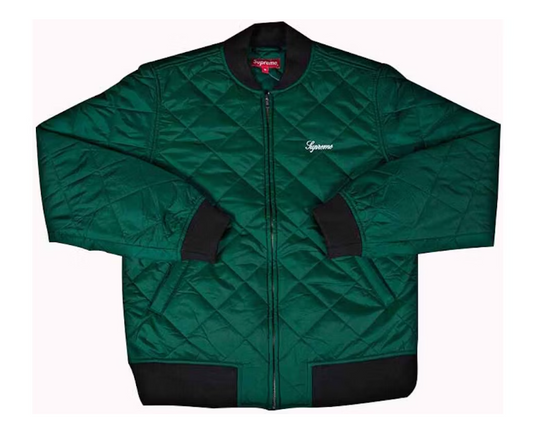 Supreme Sequin Patch Quilted Bomber Jacket Pine Green