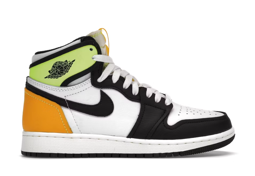 Jordan 1 Retro High White Black Volt University Gold (GS)