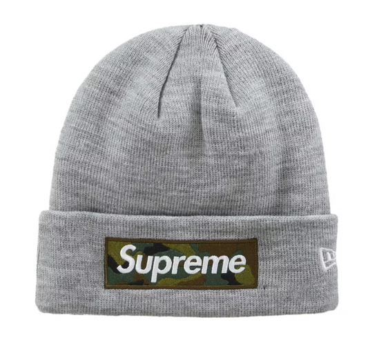 Supreme New Era Box Logo Beanie (FW23) Heather Grey