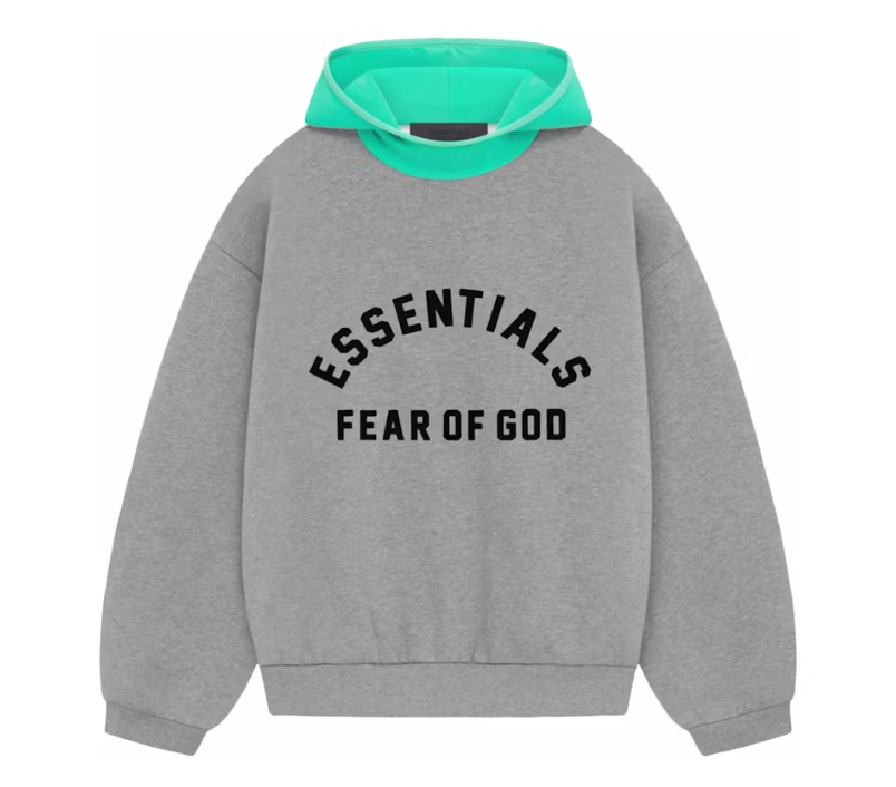 Fear of God Essentials Nylon Fleece Hoodie Dark Heather Oatmeal/Mint Leaf