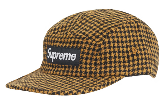 Supreme Houndstooth Wool Camp Cap Yellow