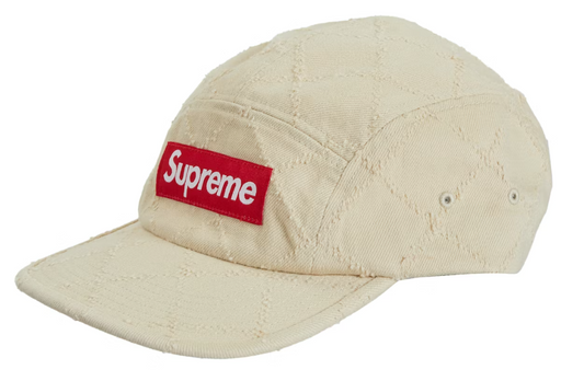 Supreme Punched Denim Camp Cap Dyed Beige