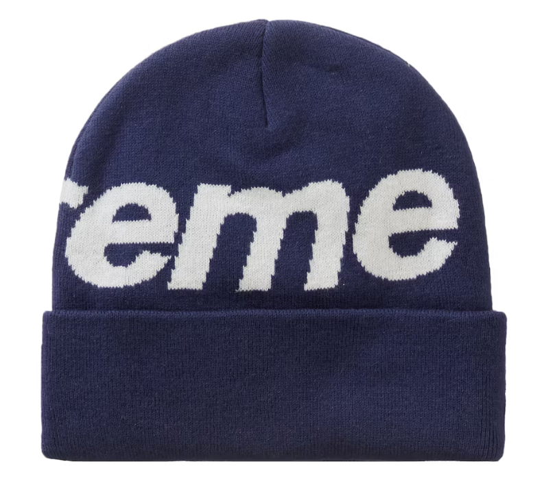 Supreme Big Logo Beanie Beanie Navy