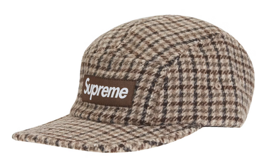 Supreme Houndstooth Wool Camp Cap Tan