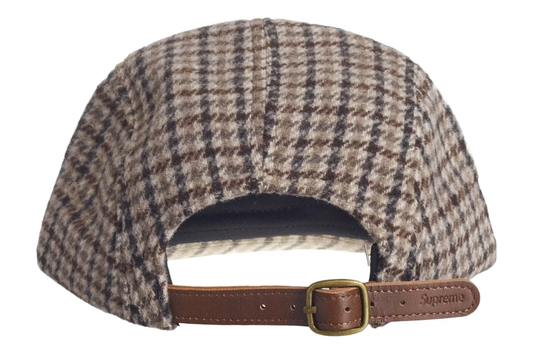 Supreme Houndstooth Wool Camp Cap Tan