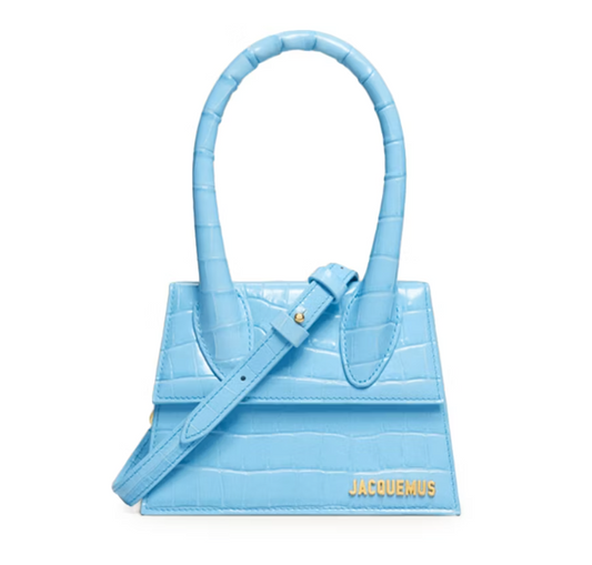 Jacquemus Le Chiquito Moyen Signature Handbag Croco Embossed Gradient Blue