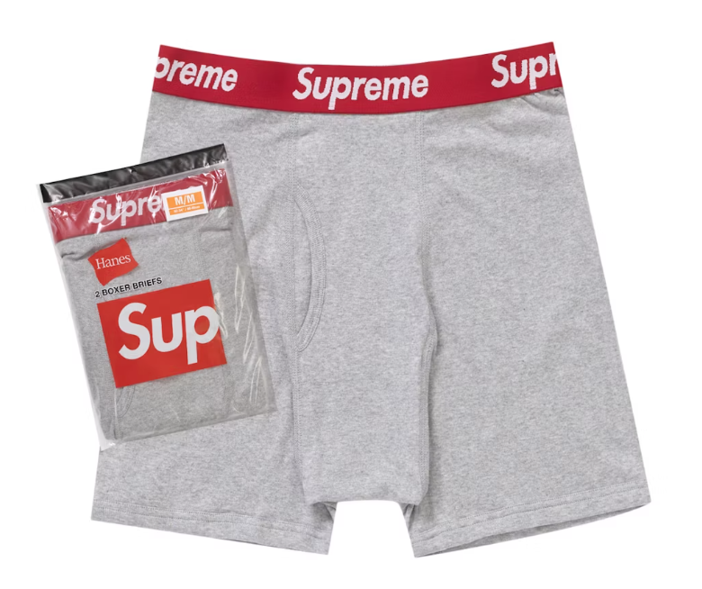 Supreme Hanes Boxer Briefs (2 Pack) Heather Grey