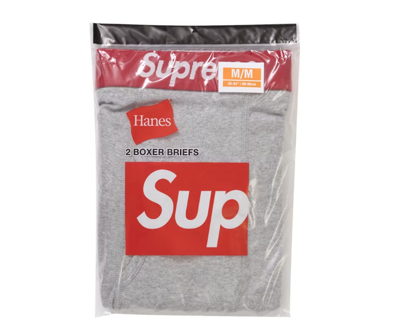 Supreme Hanes Boxer Briefs (2 Pack) Heather Grey