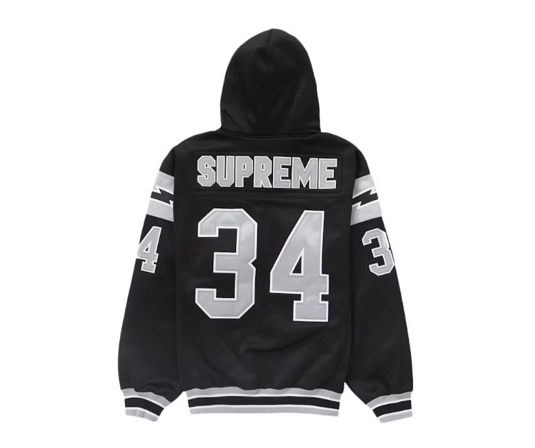 Supreme Football Zip Up Hooded Sweatshirt Black