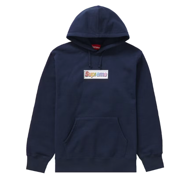 Supreme Bling Box Logo Hooded Sweatshirt Navy