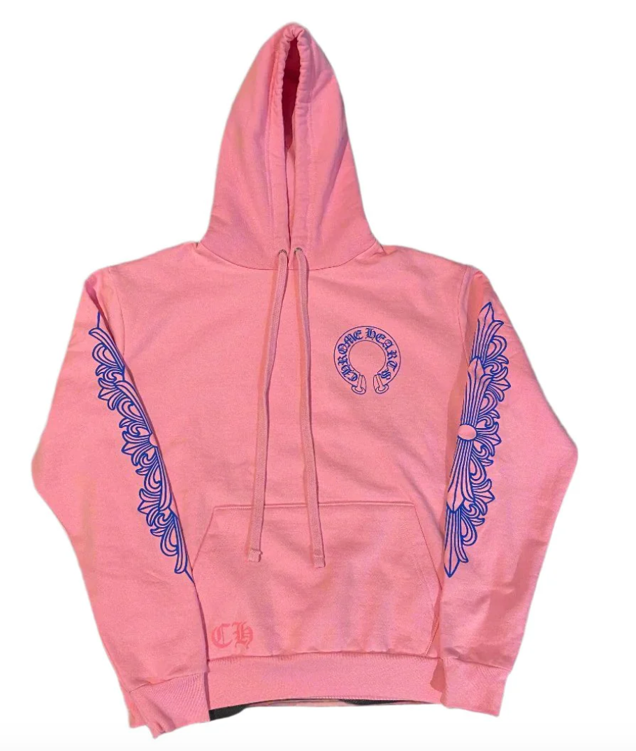 Chrome Hearts Horse Shoe Floral Hoodie Pink