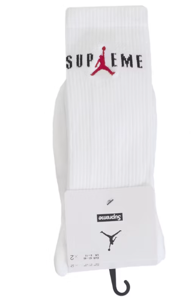 Supreme Jordan Crew Socks White (2 Pack)