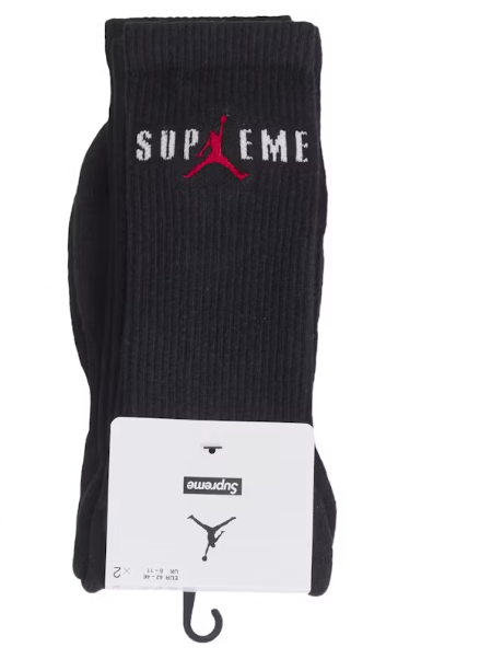 Supreme Jordan Crew Socks Black (2 pack)