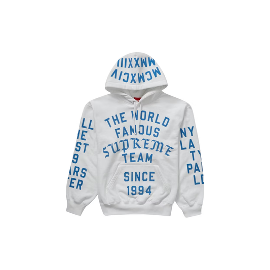 Supreme Team Flocked Hooded Sweatshirt White