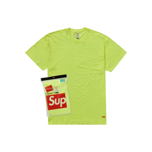 Supreme Hanes Tagless Tees (2 Pack) Flourescent Yellow