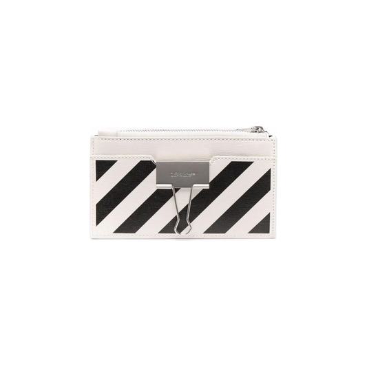 Off-White Binder Zipped Card Case White Black