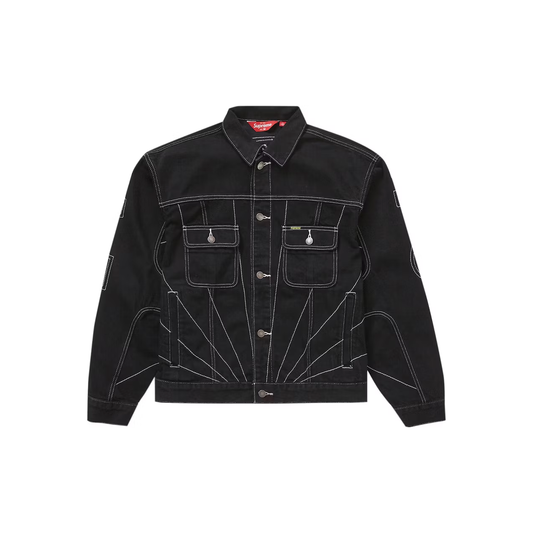 Supreme Radial Embroidered Denim Trucker Jacket Black