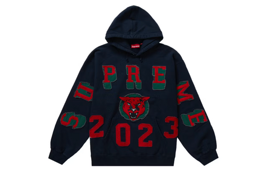 Supreme Washed Panther Hooded Sweatshirt Navy