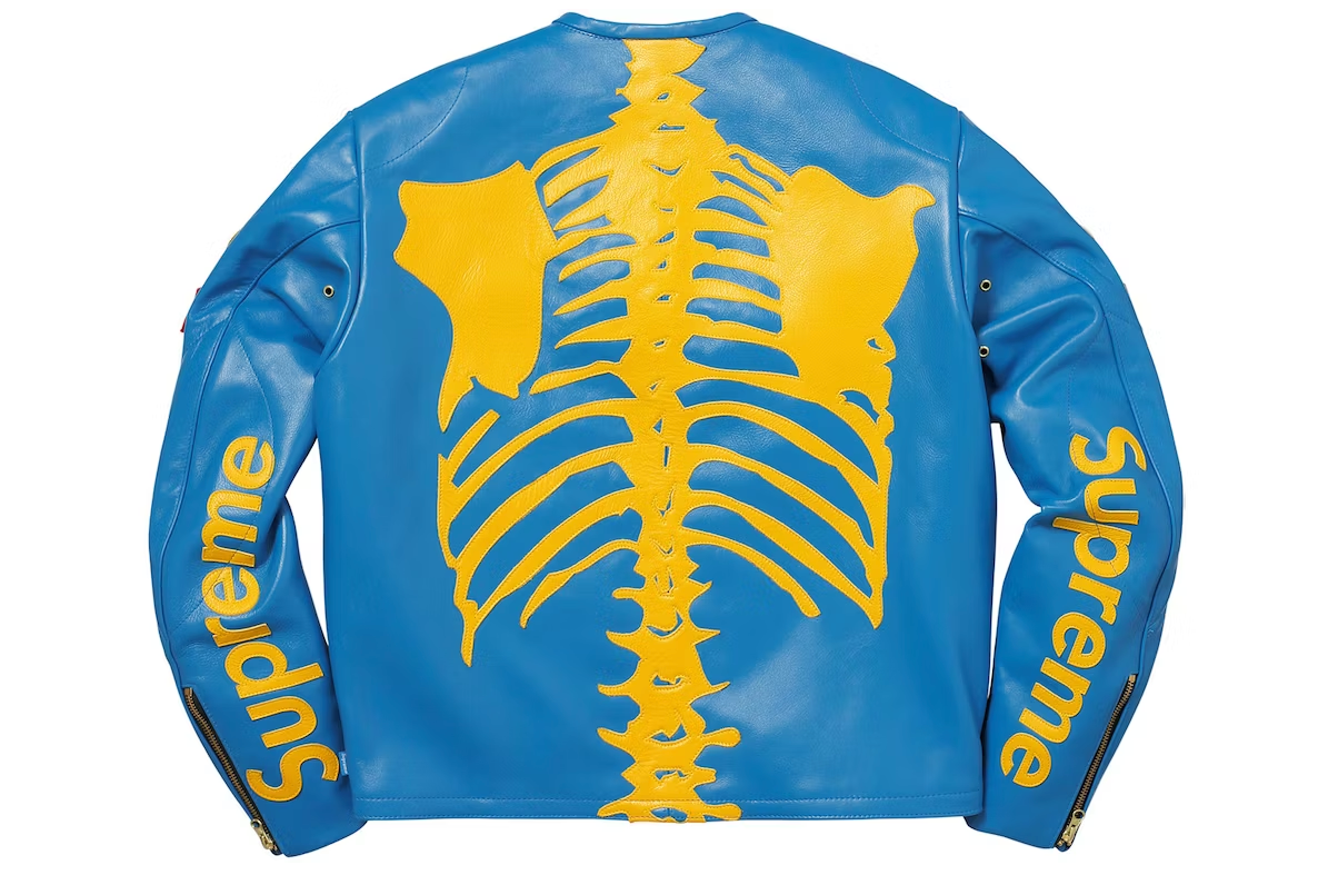 Supreme Vanson Leather Bones Jacket Blue