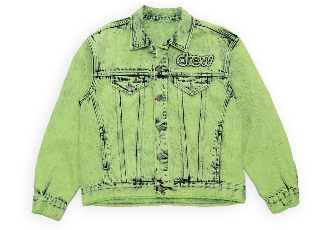 Drew house oversized trucker jacket painted lime