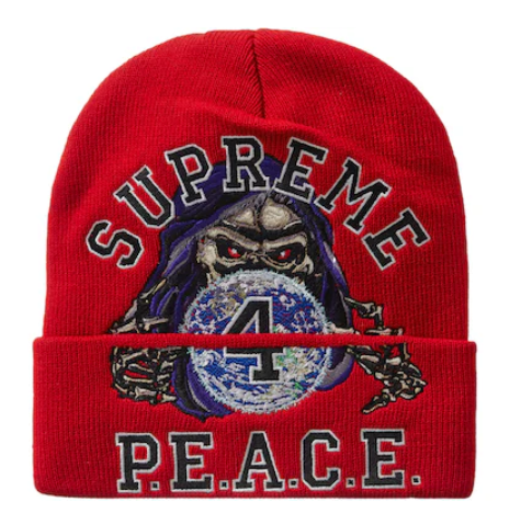 Supreme Peace Embroidered Beanie Red