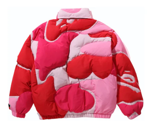 BAPE Mega ABC Camo Detachable Hoodie Puffer Down Jacket Pink
