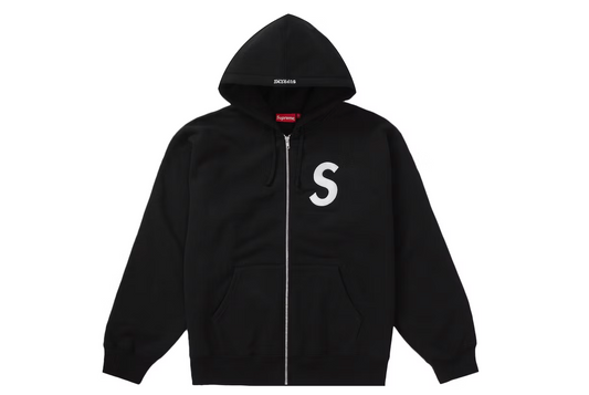 Supreme S Logo Zip Up Hooded Sweatshirt Black