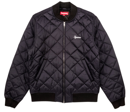 Supreme Sequin Patch Quilted Bomber Jacket Black