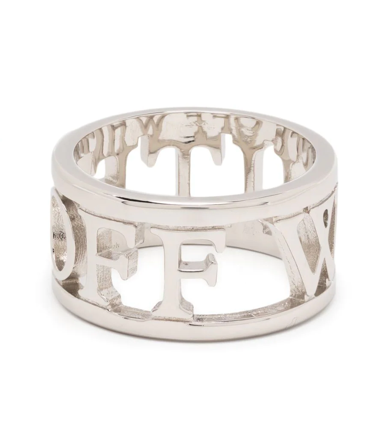 Off-White Logo Lettering Ring Silver No Color