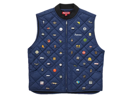 Supreme Pins Quilted Work Vest Navy (48PINS)