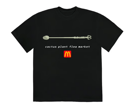 Cactus Plant Flea Market x McDonald's Coffee Stirrer T-shirt Black