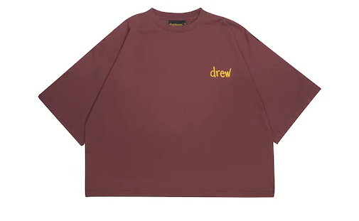 drew house scribble boxy t-shirt faded maroon