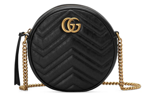Gucci GG Marmont Round Shoulder Bag Mini Black (Pre Owned)
