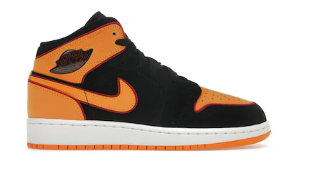 Jordan 1 Mid SE Black Vivid Orange (GS)