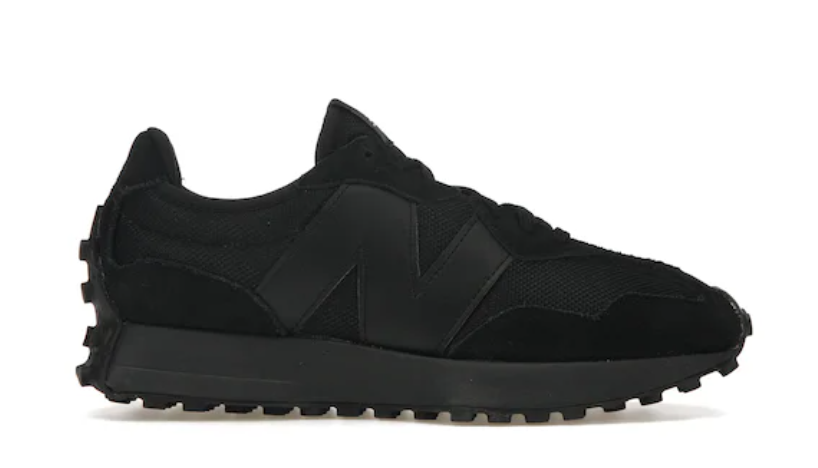 New Balance 327 Black White Tongue Logo