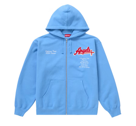 Supreme Salvation Zip Up Hooded Sweatshirt Light Blue