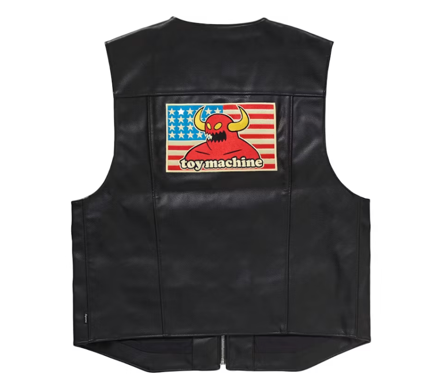 Supreme Toy Machine Faux Leather Vest Black