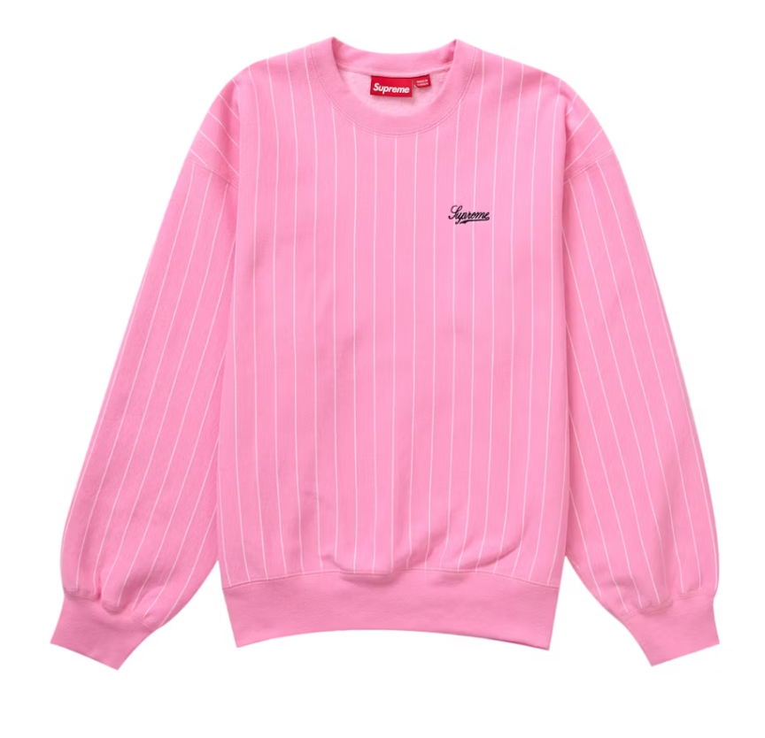 Supreme Pinstripe Crewneck Pink