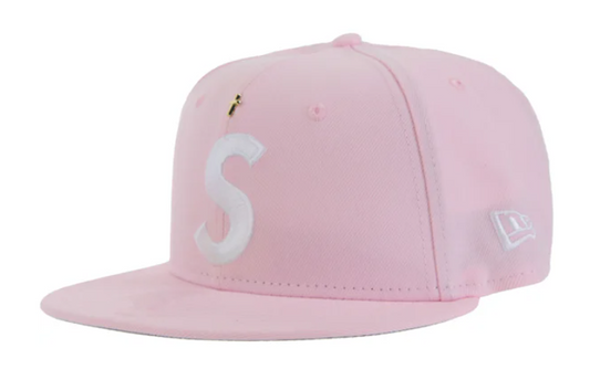 Supreme Gold Cross S Logo New Era Fitted Hat Pink