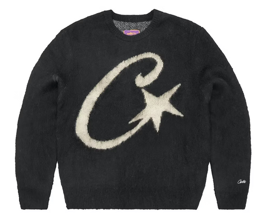 Corteiz C Star Mohair Knit Sweater Black