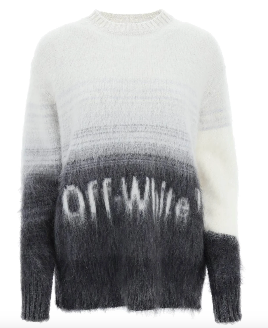 Off-White Mohair Helvetica Logo Crewneck