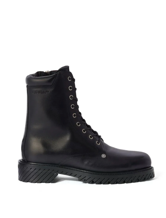 Off-White Combat Lace Up Boot Black Black