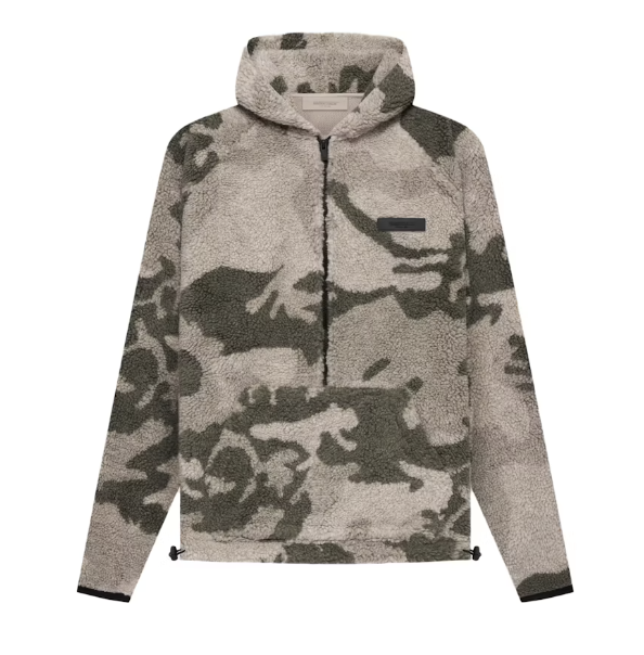 Fear of God Essentials Polar Fleece Half Zip Hoodie Camo