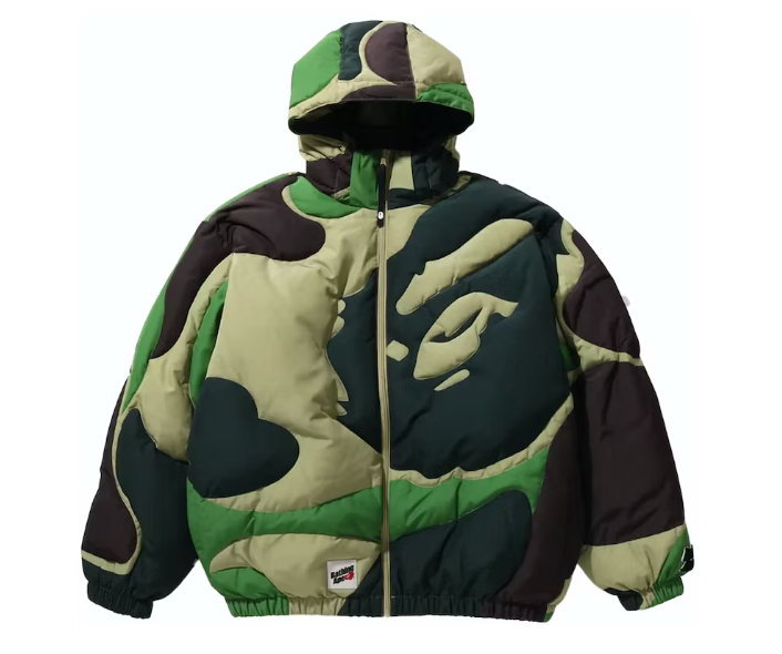 BAPE Mega ABC Camo Detachable Hoodie Puffer Down Jacket Green