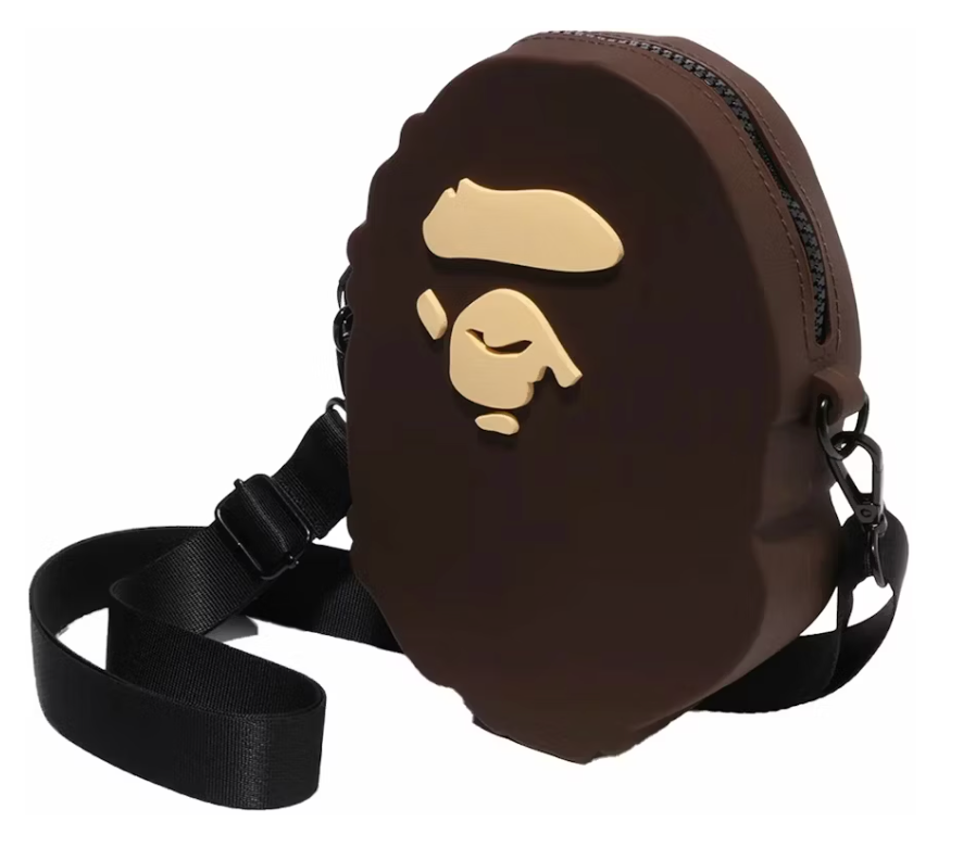 BAPE Ape Head Silicon Shoulder Bag Brown