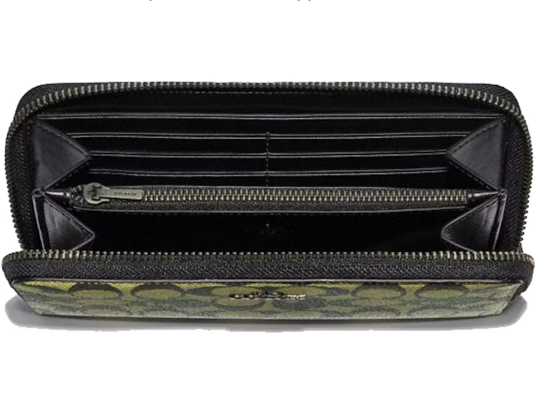 Coach x Bape Accordion Zip Wallet Signature Canvas With Ape Head Black Copper/Camo Multi