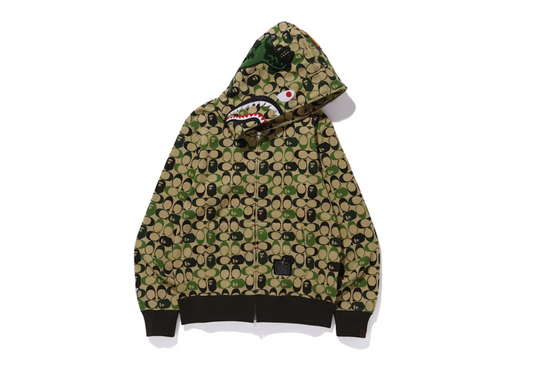 BAPE x Coach Shark Full Zip Hoodie Beige