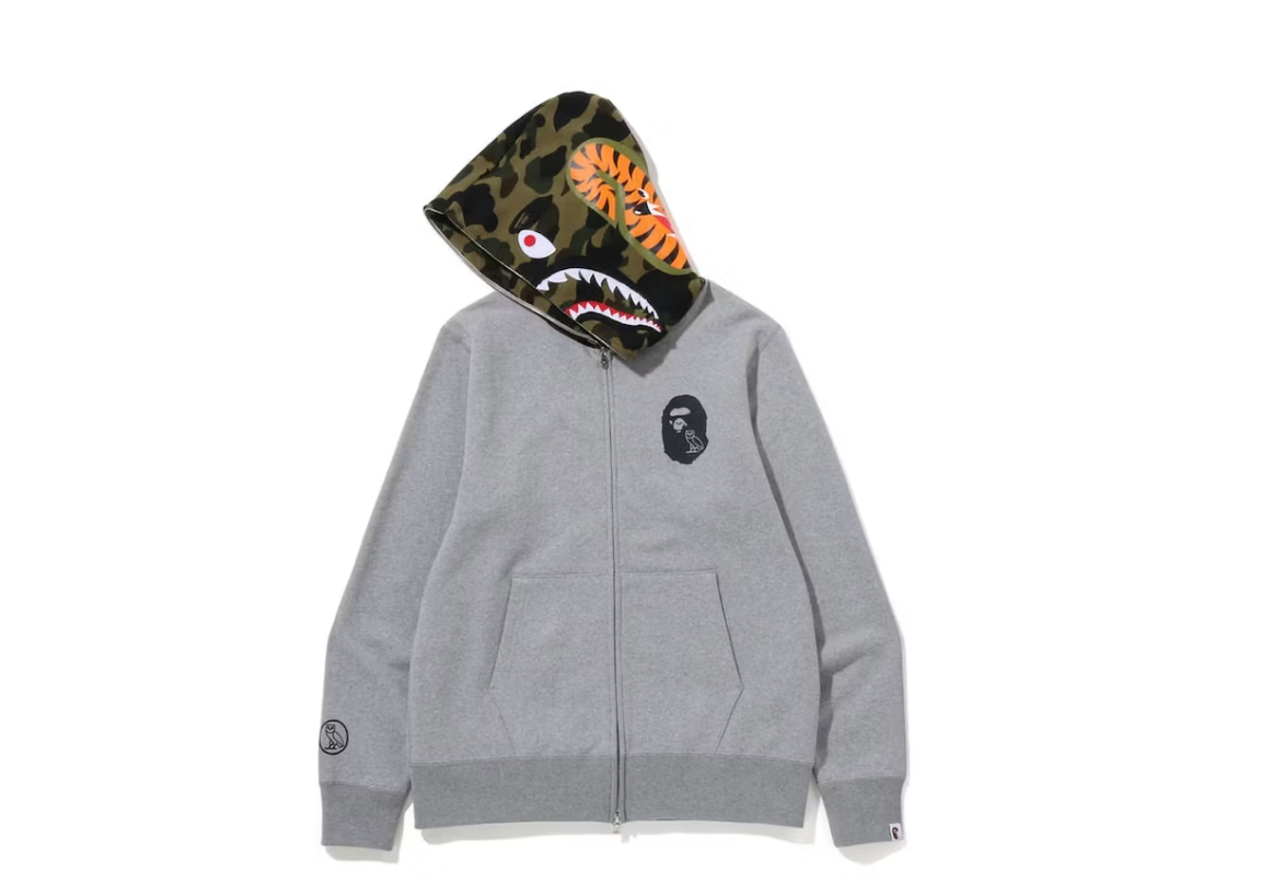 BAPE x OVO Shark Full Zip Hoodie Grey Gallery CDMX