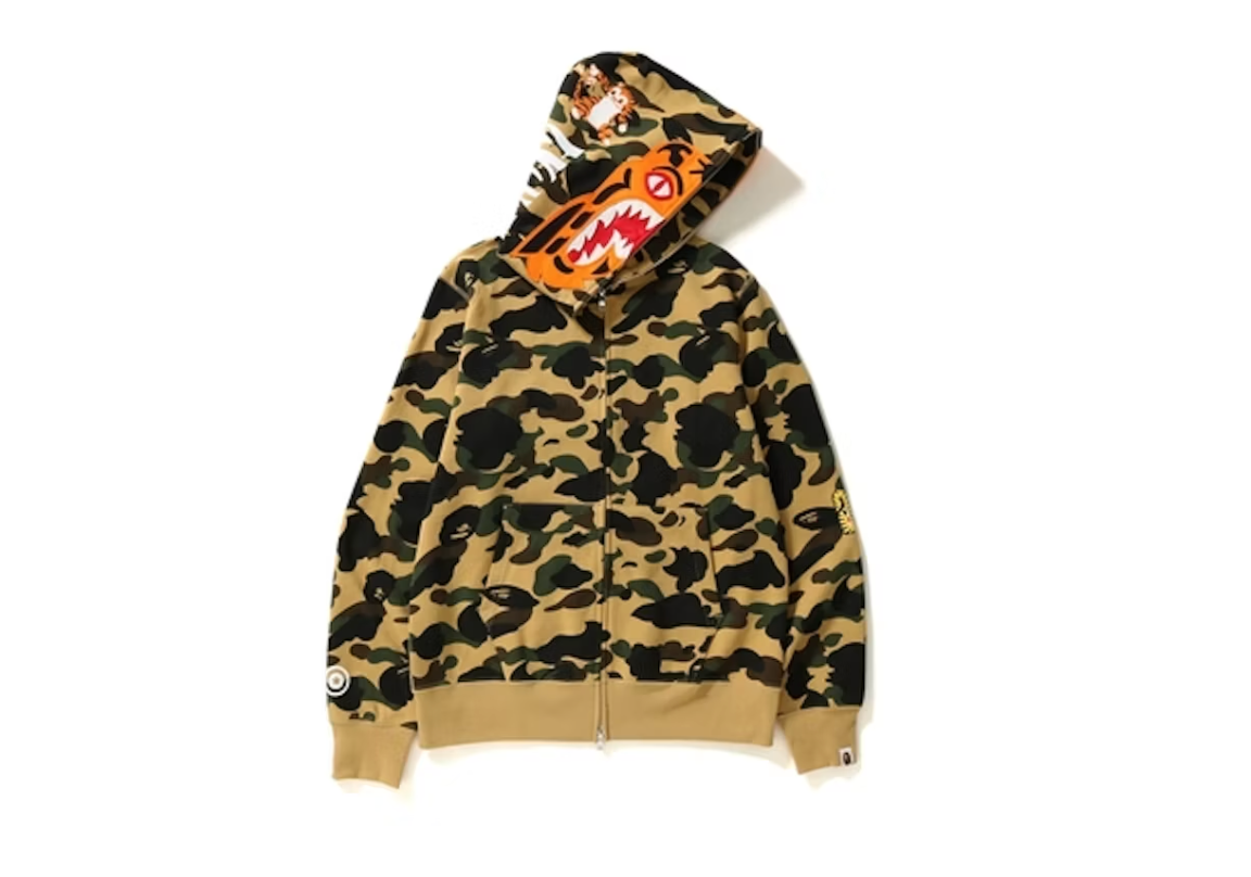 BAPE 1st Camo Tiger Full Zip Hoodie Yellow